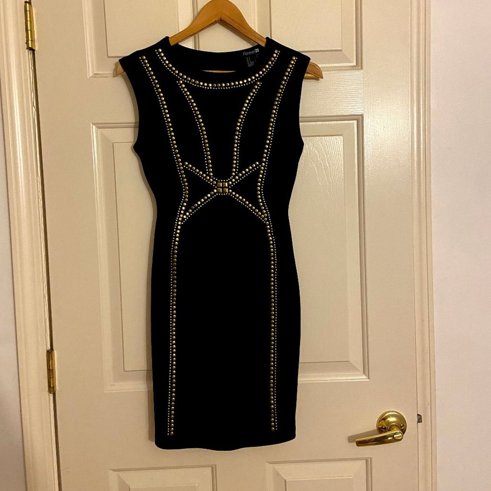 *F21* Black Embellished Cutout Dress